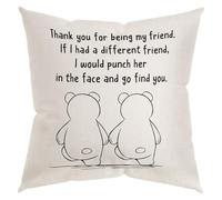 AYESY Funda Cojin para Amigo Thank You For Being My Friend Lino 45 x 45 Funda de Cojín Decorativa para Amigo Mejor Amigo Cumpleaños Graduación Navidad Regalos de Amistad Recuerdos de la Amistad