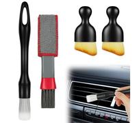 AYESY Kit Limpieza Coche Cepillo, 5 Piezas Suaves Cepillo Detalle para Limpiar con Bolsa para Coche Interior Salpicadero Rejillas de Ventilación Ranuras para Eliminar el Polvo Multifuncional Brocha