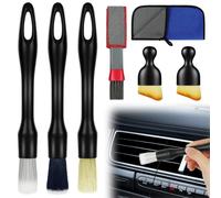 AYESY Kit Limpieza Coche Cepillo, 8 Piezas Suaves Cepillo Detalle para Limpiar con Toalla Microfibra y Bolsa para Coche Interior Salpicadero Rejillas de Ventilación Ranuras para Eliminar el Polvo