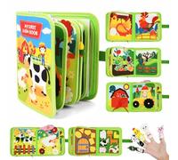 AYESY Libro Montessori 1 año 20 en 1 Busy Board de Actividad Juguetes Montessori 10 Páginas Animales Granja Juego de Educación Temprana Libro Interactivo Sensorial Actividades para Niños 2 3 4 5 Años