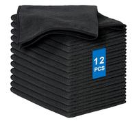 AYESY Paños de Limpieza de Microfibra, 12 Piezas Toallas de Limpieza Multiuso Paños de Cocina de Microfibra Reutilizables Trapos de sin Rayas Muy Absorbentes Tamaño 32 x 32 cm (Negro)