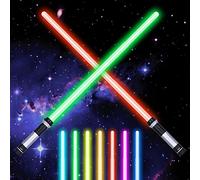AYESY Sable de Luz, 2 Piezas 2 En 1 Espada Laser 7 Colores, Telescópica y Plegable con Sonido, para Adultos y Adolescentes, por Cumpleaños Regalos y Cosplay Guerra de Las Galaxias 160cm