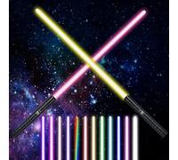 AYESY Sable de Luz, 2 PiezasTelescópica y Plegable 2 En 1,Espada Láser Star Wars Recargable USB con Sonido 15 Colores Juguetes para Niños y Adultos Cumpleaños Regalos y Cosplay Guerra de Las Galaxias