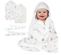 AYESY Toallas de Baño Bebe, 2 Piezas 100% Algodón Baño con Capucha 85 * 85cm, Capa de baño Suave y Absorbente para 0-3 Meses, Toallas Bebe de Animales, Regalos para Bebes Recién Nacidos Verde