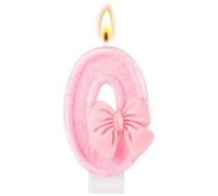 AYESY Velas de Cumpleaños Número 0, Decoración de Pastel 3D Velas Tema de Fiesta Rosa para Aniversarios, Ceremonias de Graduación, Cumpleaños Fiesta 4x7.5cm (1 Piezas)
