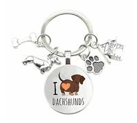 AYEUPZ Llavero de perro salchicha, llavero de acero inoxidable, amuleto de la suerte, colgante para bolso, llavero, perro salchicha, regalo para seres queridos, novio, llavero de cumpleaños (B)