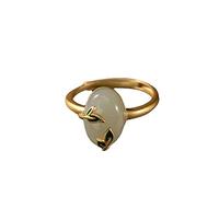 Ayewomen China - Controles Hetian Jade Cloisonne Lea Leaf Band Rings, Palace Style Classical Charm Gif