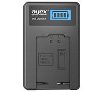 ayex Cargador USB Compatible con baterías Panasonic DMW-BMB9E para, por Ejemplo, DMC-FZ1000 DMC-FZ150 DMC-FZ70 DMC-FZ72 DMC-FZ60 se Carga Mediante USB-C por Ejemplo a Ordenador portátil y Banco de