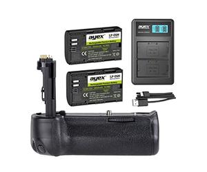 ayex Empuñadura de batería Compatible con Canon EOS 7D Mark II Similar a BG-E16 + 2 baterías LP-E6N + 1 x Cargador USB Dual