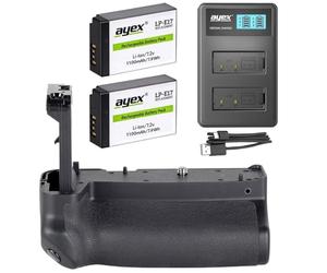 ayex Empuñadura de batería Compatible con Canon EOS RP + 2 baterías LP-E17 + 1 Cargador USB Dual de Repuesto para EG-1