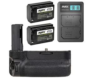 ayex Empuñadura de batería compatible con Sony Alpha A9 A7R III A7 III similar a VG-C3EM + 2 baterías NP-FZ100 + cargador dual USB