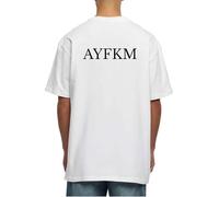 AYFKM are You Fuckin Kidding Me Back Front Print - Camiseta de algodón pesado de gran tamaño, blanco, XL