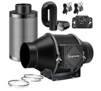 Aygrochy 100 mm Extractor de Aire con Controlador Ajustable,En Línea Ventilador Extractor,Con Filtro de Carbón de Aire y Manguera de ventilación PVC,Para Baño,tienda de cultivo, Garage, Cucina