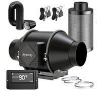 Aygrochy 100mm Ventilador en línea Kit, extractor de aire kit con regulador de temperatura y humedad, con filtro de carbón de aire y manguera de drenaje para carpas de cultivo.