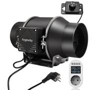 Aygrochy Extractor de aire 150 mm,Ventilador de extracción 683 m³/h, con Toma de corriente con temporizador, retardo y sensor de temperatura y humedad, para tiendas de crecimiento, ventilación