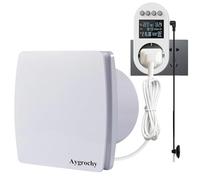 Aygrochy Ventilador extractor de aire de 100 mm con enchufe inteligente | Higorregulable, termorregulable, temporizador y temporización | VMC baño silencioso | Visualización en tiempo real