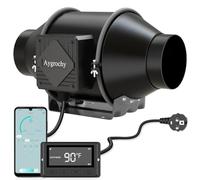 Aygrochy WiFi Extractor de Aire 100mm, 2800 rpm motor EC trifásico de 30W 363 m³/h, ventilador de salida con controlador de temperatura y humedad, para armarios de cultivo, extracción de aire y humos.