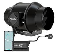 Aygrochy WiFi Extractor de Aire 150mm, 2800 rpm motor EC trifásico de 55W 683m³/h, ventilador de salida con controlador de temperatura y humedad, para armarios de cultivo, extracción de aire y humos.