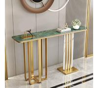 AYHARYLH Mesa Consola, Mesa de Consola Estrecha, Consola Recibidor con Encimera de Piedra Sinterizada, para Pasillo Salón(Gold+Green,120cm/47.2in)