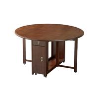 AYHARYLH Mesa Redonda De Cocina con Hojas Abatibles, Comedor Plegable Extensible Madera Maciza ala Mariposa Y Ruedas, Ahorro Espacio para Casas Pequeñas(Brown)