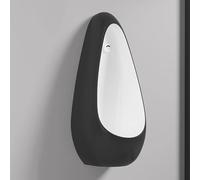 AYHARYLH Urinario De Cerámica para Adultos, Montado En La Pared, A Prueba De Derrames, con Descarga Comercial, con Sensor Inteligente Y Forma De Gota(Black+White)