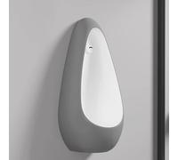 AYHARYLH Urinario De Cerámica para Adultos, Montado En La Pared, A Prueba De Derrames, con Descarga Comercial, con Sensor Inteligente Y Forma De Gota(Light Gray+White)