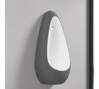 AYHARYLH Urinario De Cerámica para Adultos, Montado En La Pared, A Prueba De Derrames, con Descarga Comercial, con Sensor Inteligente Y Forma De Gota(Dark Gray+White)