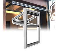 AYHARYLH Ventana Plegable para Concesiones con Vidrio y Cerradura, Ventanas Corredizas Pequeñas de Aluminio con Elevación Vertical, para Puestos de Venta(Gray,WxH: 38x42in/96x107cm)