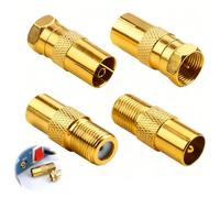 AYHYHLJZJ 4 PCS Conector Antena TV F Macho/Hembra Kit, Adaptador de Antena de TV F, Conectores Antena TV para SAT, Cable Coaxial, Multimedia, TV, SAT y Dispositivos Digitales, Chapado en Or