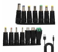AYHYHLJZJ Cable USB a DC Con 14 Conectores - Cable De Alimentación 5V 2A Con Enchufe Hembra Para Alimentación, Adaptador Universal Con 14 Puntas Intercambiables Para Routers, Afeitadoras, TV Boxes