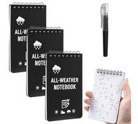 Ayicheyl 3 Piezas Libreta Pequeña Impermeable, A7 Cuaderno De Bolsillo Resistente Al Agua con Bolígrafo, Cuaderno Espiral Mini Block De Notas To Do List Notebook para Viajes (Negro)