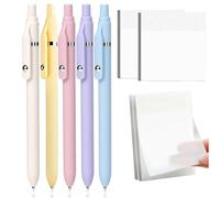 Ayicheyl 5 Piezas Boligrafos Gel con 4pcs Notas Adhesivas, 0.5mm Gel Pen Negro & Transparente Sticky Notes, Bolis Fino Tinta De Secado Rápido para Diario, Dibujo, Escuela, Oficina (9 Pcs)