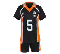 AYIMEIS Anime Haikyuu Cosplay Karasuno Jersey Set Camiseta y Pantalón Corto Disfraz de Ryunosuke Tanaka Voleibol Club Uniforme Navidad Halloween Carnaval Fiesta Disfraz Deportivo