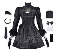 AYIMEIS Anime Nier 2B Cosplay Costume con Peluca Disfraz de Automata 2B Completo No.2 Type B Uniforme Vestido Gótico Negro Navidad Halloween Carnaval Fiesta Etapa Rendimiento Disfraces Adultos