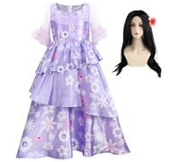AYIMEIS Mujer Disfraz de Isabela Madrigal con Peluca Mágica Mirabel Isabela Cosplay Costume Vestido de Princesa Navidad Halloween Carnaval Fiesta Escenario Actuación Traje para Adultos