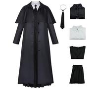AYIMEIS Mujer Disfraz de Miércoles Addams Abrigo Largo Negro Traje Miércoles Season 2 Cosplay Costume Vestido de Gótico Navidad Halloween Carnaval Fiesta Etapa Rendimiento Disfraces Adulto XS-3XL
