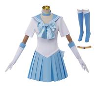AYIMEIS Mujer Disfraz de Mizuno Ami Completo Anime Sailor Luna Cosplay Costume Sailor Mercury Uniforme Marinero Japonés Navidad Halloween Carnaval Cosplay Fiesta Traje para Adulto S-3XL