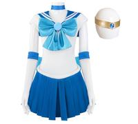 AYIMEIS Mujer Disfraz de Mizuno Ami Completo Anime Sailor Luna Cosplay Costume Sailor Mercury Uniforme Marinero Japonés Navidad Halloween Carnaval Cosplay Fiesta Traje para Adulto S-3XL