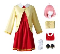 AYIMEIS Niña Disfraz de Anya con Peluca Anime Spy X Family Cosplay Costume Anya Forger Uniforme Completo Navidad Halloween Carnaval Fiesta Etapa Disfraces Chica 110-140