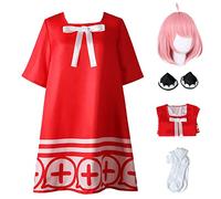 AYIMEIS Niña Disfraz de Anya con Peluca Anime Spy X Family Cosplay Costume Anya Forger Uniforme Completo Navidad Halloween Carnaval Fiesta Etapa Disfraces Chica 110-140