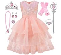 AYIMEIS Niña Disfraz de Glinda con Accesorios Vestido de Noche Rosa Disfraz de Wicked Costume Bruja Buena Glinda Cosplay Vestido de Princesa Navidad Halloween Carnaval Fiesta Disfraces Chica 110-160
