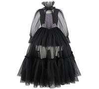 AYIMEIS Niña Disfraz de Miércoles Addams Vestido de Baile Negro Miércoles Season 2 Cosplay Costume Vestido de Noche Gótico Navidad Halloween Carnaval Fiesta Rendimiento Disfraces Chica 110-160