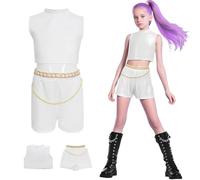 AYIMEIS Niña Disfraz de Rumi Completo Disfraz de Anime Demonio Cazador Costume Girl Group Rumi Cosplay Uniforme Blanco Navidad Halloween Carnaval Fiesta Etapa Rendimiento Disfraces Niños 100-160
