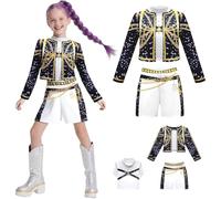 AYIMEIS Niña Disfraz de Rumi Completo Disfraz de Anime Demonio Cazador Costume Girl Group Rumi Cosplay Uniforme Negro Navidad Halloween Carnaval Fiesta Etapa Rendimiento Disfraces Niños 100-160