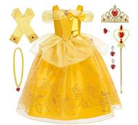 AYIMEIS Niña Vestido de Princesa Bella con Accesorios Disfraz de Bella y la Bestia Niño Disfraces de Princesa Cumpleaños Fiesta Cosplay Navidad Halloween Carnaval Vestirse
