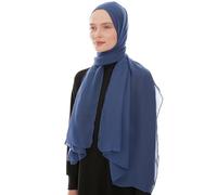 Ayisah Bufanda hiyab de gasa para mujer, bufanda musulmana, bufanda de moda suave, chal musulmán, Índigo, 70x180 cm