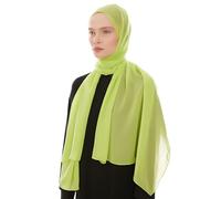 Ayisah Bufanda hiyab de gasa para mujer, bufanda musulmana de gasa, bufanda de moda suave, chal musulmán, Verde claro, 70x180 cm