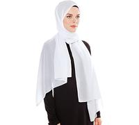 Ayisah Hijab Chiffon Ligero para Mujer - Elegante Hijab Gasa Islámico - Pañuelo Musulmán Transpirable - Sasa Suave y Sedosa Pañuelo - Chal Chiffon Para Damas - Bufanda Accesorio Islámica (Blanco)