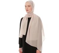 Ayisah Hijab Chiffon Ligero para Mujer - Elegante Hijab Gasa Islámico - Pañuelo Musulmán Transpirable - Sasa Suave y Sedosa Pañuelo - Chal Chiffon Para Damas - Bufanda Accesorio Islámica (Nude)