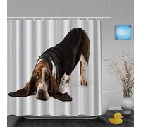 AYISTELU Cortina de Baño,Basset miente oídos tristes,Cortinas de Ducha con 12 Ganchos de plástico 180 * 180cm
